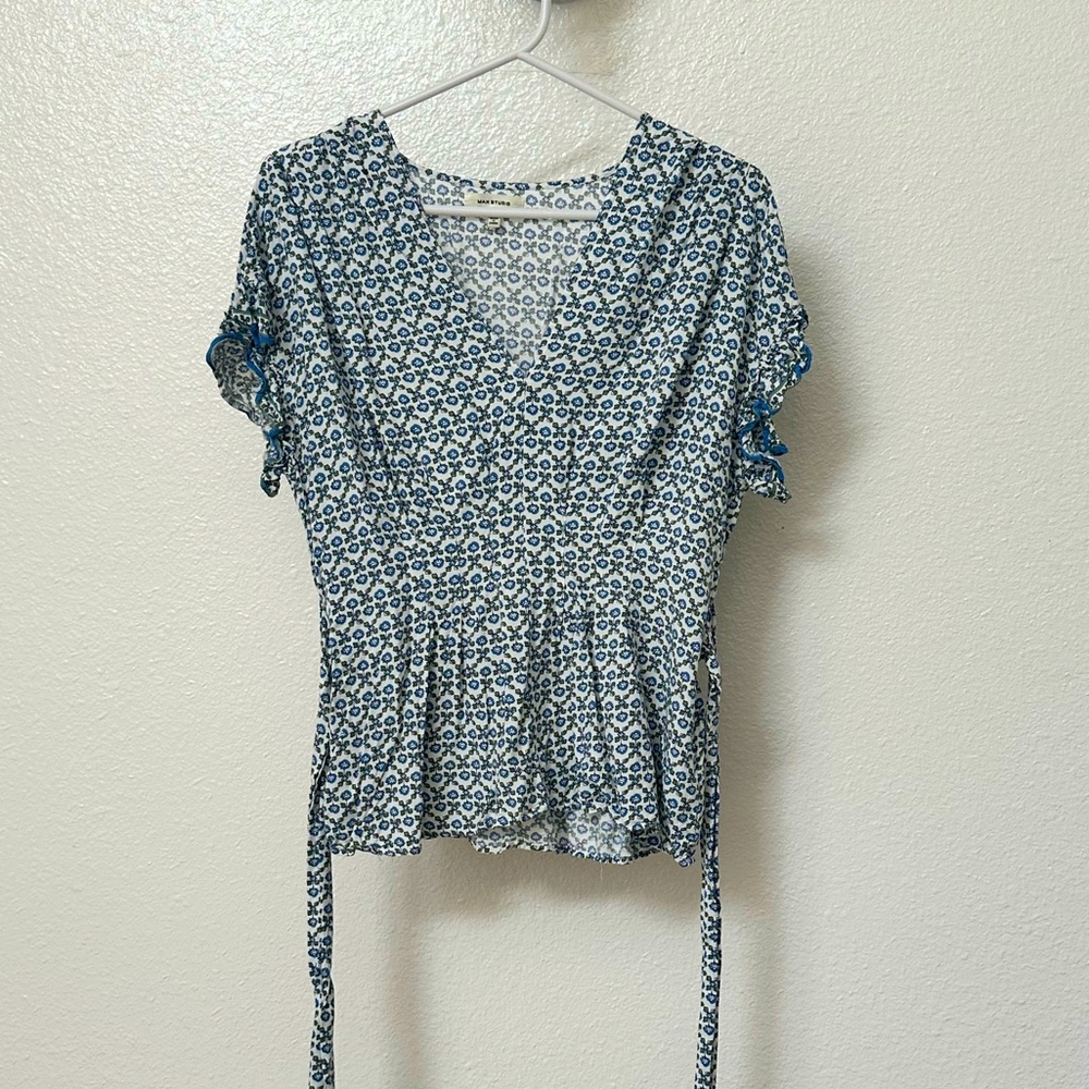 Max Studio Floral Blue Women's Top